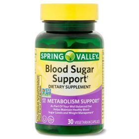Spring Valley Blood Sugar Support Dietary Supplement Vegetarian Capsules, 30 Count