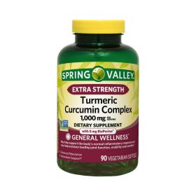 Spring Valley Extra Strength Turmeric Curcumin Complex Soft gels Dietary Supplement, 1,000 mg, 90 Count