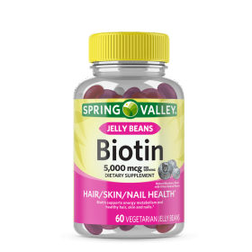 Spring Valley Biotin Vegetarian Jelly Beans, 5000 Mcg, 60 Count