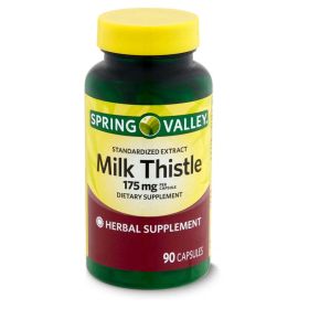 Spring Valley Standardized Extract Milk Thistle Dietary Supplement Capsules, 175 mg, 90 Count