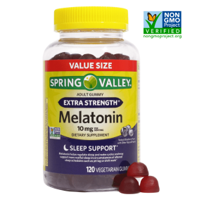 Spring Valley Non GMO Melatonin Vegetarian Gummies, Blueberry, 10 mg, 120 Count Value Size