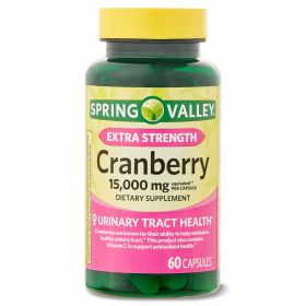 Spring Valley Extra Strength Cranberry Dietary Supplement Capsules, 15,000mg Equivalent, 60 Count