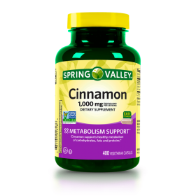 Spring Valley Cinnamon Dietary Support Vegetarian Capsules, 1,000 mg, 400 Count