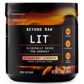 Beyond Raw¬Æ LIT‚Ñ¢ Pre-Workout Powder, Strawberry Lemonade, 250mg Caffeine, 7.20 oz