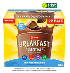 Carnation Breakfast Essentials Nutritional Powder Drink Mix;  Rich Milk Chocolate;  22 - 36 g Packets