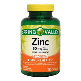 Spring Valley Zinc with Vitamin D Capsules Dietary Supplement;  50 mg;  150 Count