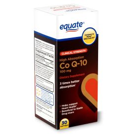 Equate Clinical Strength High Absorption Co Q-10 Dietary Supplement;  100 mg;  30 Count