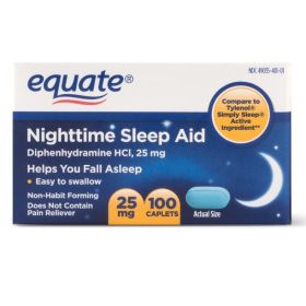 Equate Nighttime Sleep Aid Diphenhydramine HCl Caplets;  25 mg;  100 Count