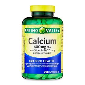 Spring Valley Calcium Plus Vitamin D Tablets Dietary Supplement;  600 mg;  250 Count