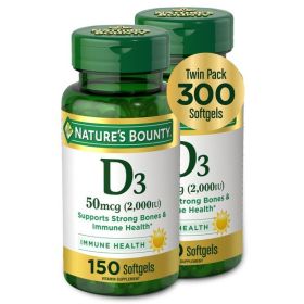 Nature's Bounty 2000 IU Vitamin D3 Softgels;  50 mcg;  150 Count;  2 Pack