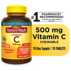 Nature Made Chewable Vitamin C 500 mg Tablets;  Dietary Supplement;  70 Count