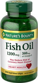 Nature's Bounty Fish Oil With Omega 3 Softgels;  1200 mg;  200 Count