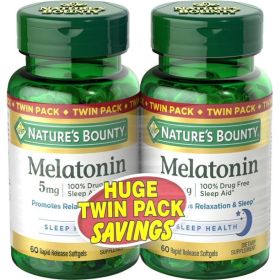 Nature's Bounty Melatonin;  5 mg;  Twin Pack
