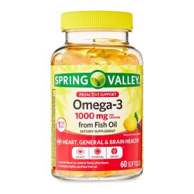 Spring Valley Proactive Support Omega-3 from Fish Oil Dietary Supplement;  1000 mg;  60 Count