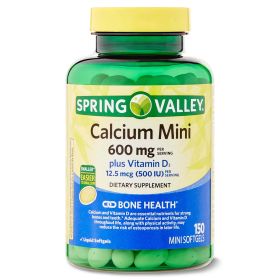 Spring Valley Calcium Plus Vitamin D3;  Dietary Supplement;  150 Mini Softgels