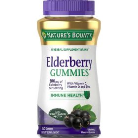 Nature's Bounty Elderberry with Vitamin and Zinc;  Immune Support Gummies;  50 Count