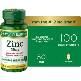 Nature's Bounty Zinc;  Immune Support Supplement;  50 mg;  100 Caplets
