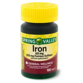Spring Valley Iron Tablets;  65 mg;  100 Count