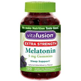 Vitafusion Extra Strength Melatonin Gummies;  Blackberry;  120 Count;  Pack of 4