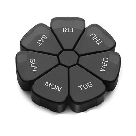 1pc Large Weekly Pill Organizer; 7 Day Portable Pill Box Case For Vitamin; Cod Liver Oil; Pills; Supplements; Flower Medicine Organizer-Arthritis Frie (Color: Black Transparent)