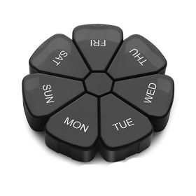 1pc Large Weekly Pill Organizer; 7 Day Portable Pill Box Case For Vitamin; Cod Liver Oil; Pills; Supplements; Flower Medicine Organizer-Arthritis Frie (Color: Black Transparent)