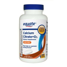 Equate Calcium Citrate + D3 Petites Tablets Dietary Supplement;  200 Count (Brand: Equate)