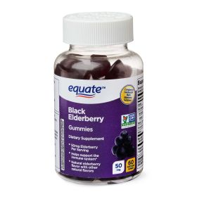 Equate Black Elderberry Gummies;  Immune Health Support;  60 Count (Brand: Equate)