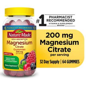 Nature Made High Absorption Magnesium Citrate 200 mg Gummies;  64 Count (Brand: Nature Made)