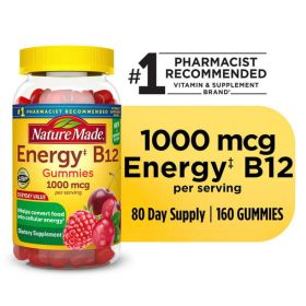 Nature Made Energy B12 1000 mcg Gummies;  Dietary Supplement;  160 Count (Brand: Nature Made)