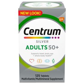 Centrum Silver Multivitamin for Adults 50 Plus;  Multivitamin/Multimineral Supplement;  125 Count (Brand: Centrum)