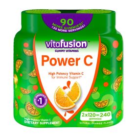 Vitafusion Power C Gummy Immune Support with vitamin C;  Orange Flavor;  120 Count;  Twin Pack (Brand: Vitafusion)