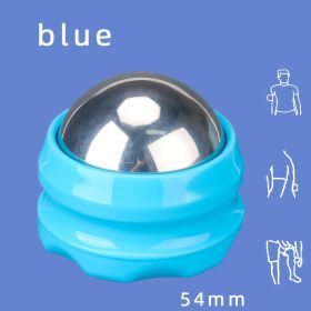 Handheld Stainless Steel Ice Applied Cold And Hot Ball Massager (Option: 54mm ball blue base)
