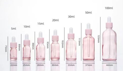 Glass Fine Oil Bottle Avoid Light Glue Head Dropper Bottle Essence Stock Bottling Cosmetics (Option: Pink-50ml)